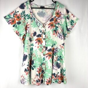 Torrid 2X Soft Floral Ribbed Shirt